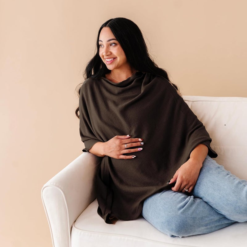 MakeMake Organics Knit Breathable Nursing Cover Up for Breastfeeding - Soft GOTS Certified Organic Cotton Breastfeeding Cover Up for Women - Privacy Feature, Gray - Image 2